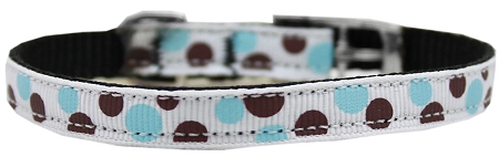 Confetti Dots Nylon Dog Collar with classic buckle 3/8" Baby Blue Size 10